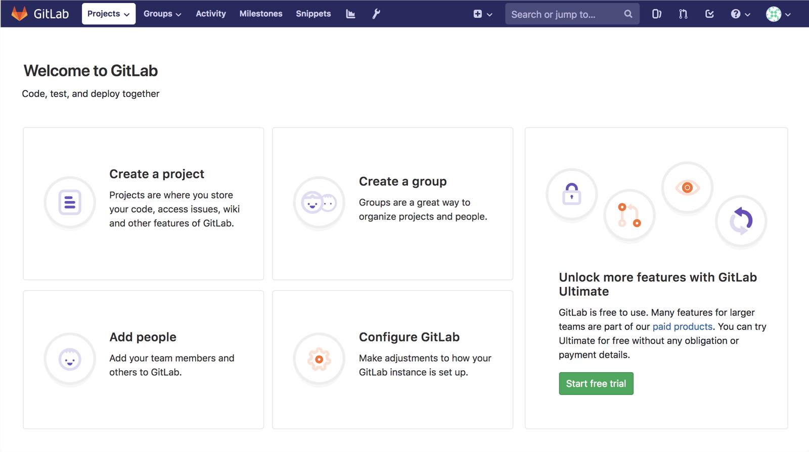 From the welcome screen, click “Create a project”