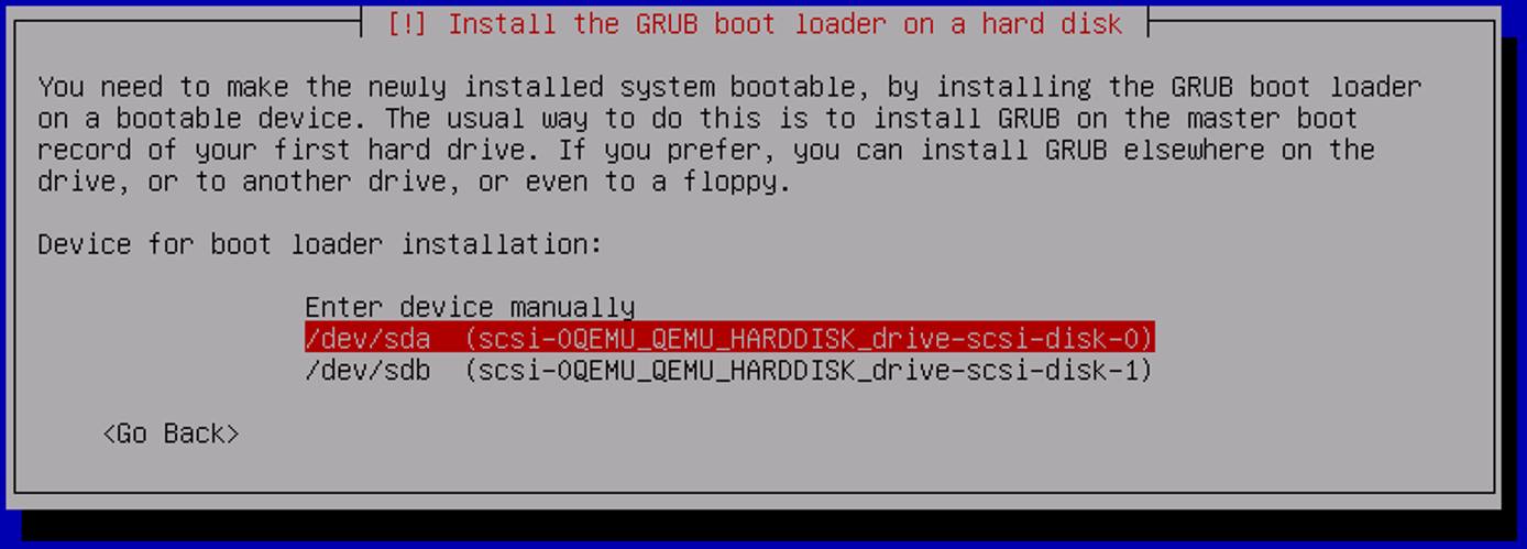 Debian 8 Grub Device Selection Debian 8 Grub Device Selection