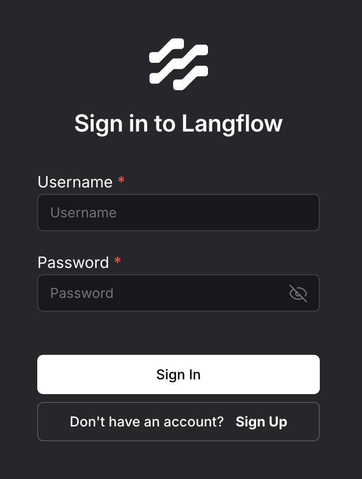 Langflow login page